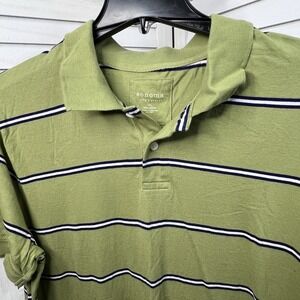Sonoma Life + Style Olive Green Navy Striped Polo Shirt Men's XL 100%‎ Cotton